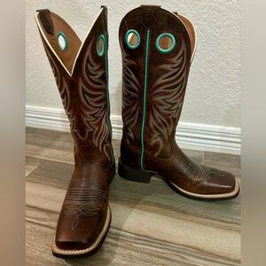 Ariat Women's Round Up Ryder Western Boots Broad Square Toe Brown Women's Size 6